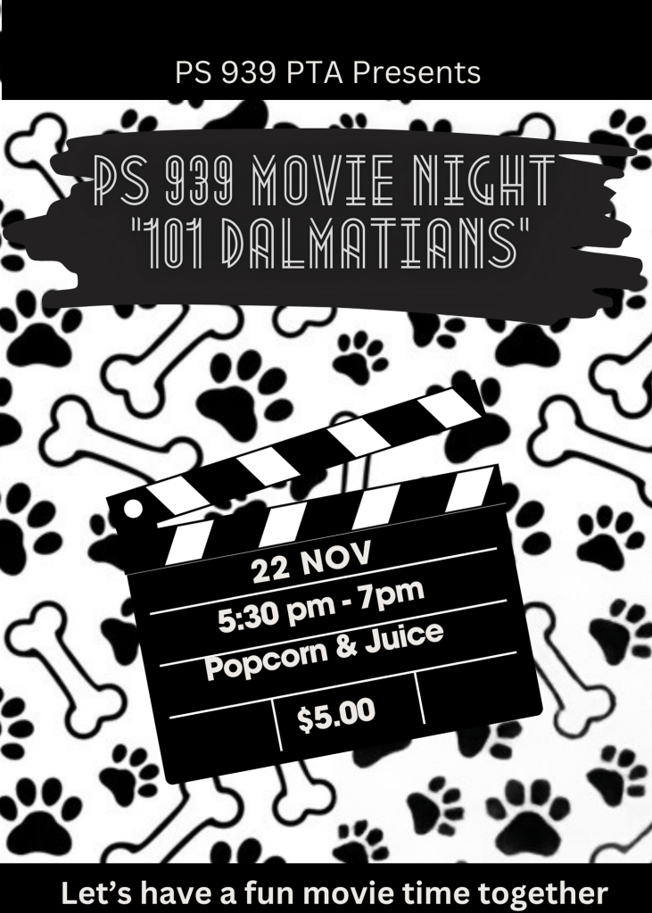 PTA Movie Night at 5:30pm