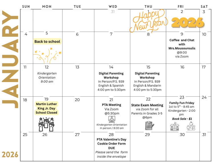 January 2026 School Calendar
